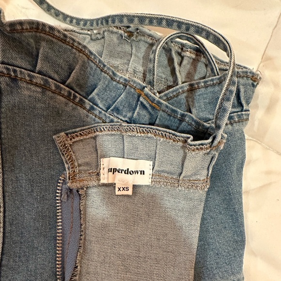 Revolve Denim Ruffle Top - Picture 2 of 2